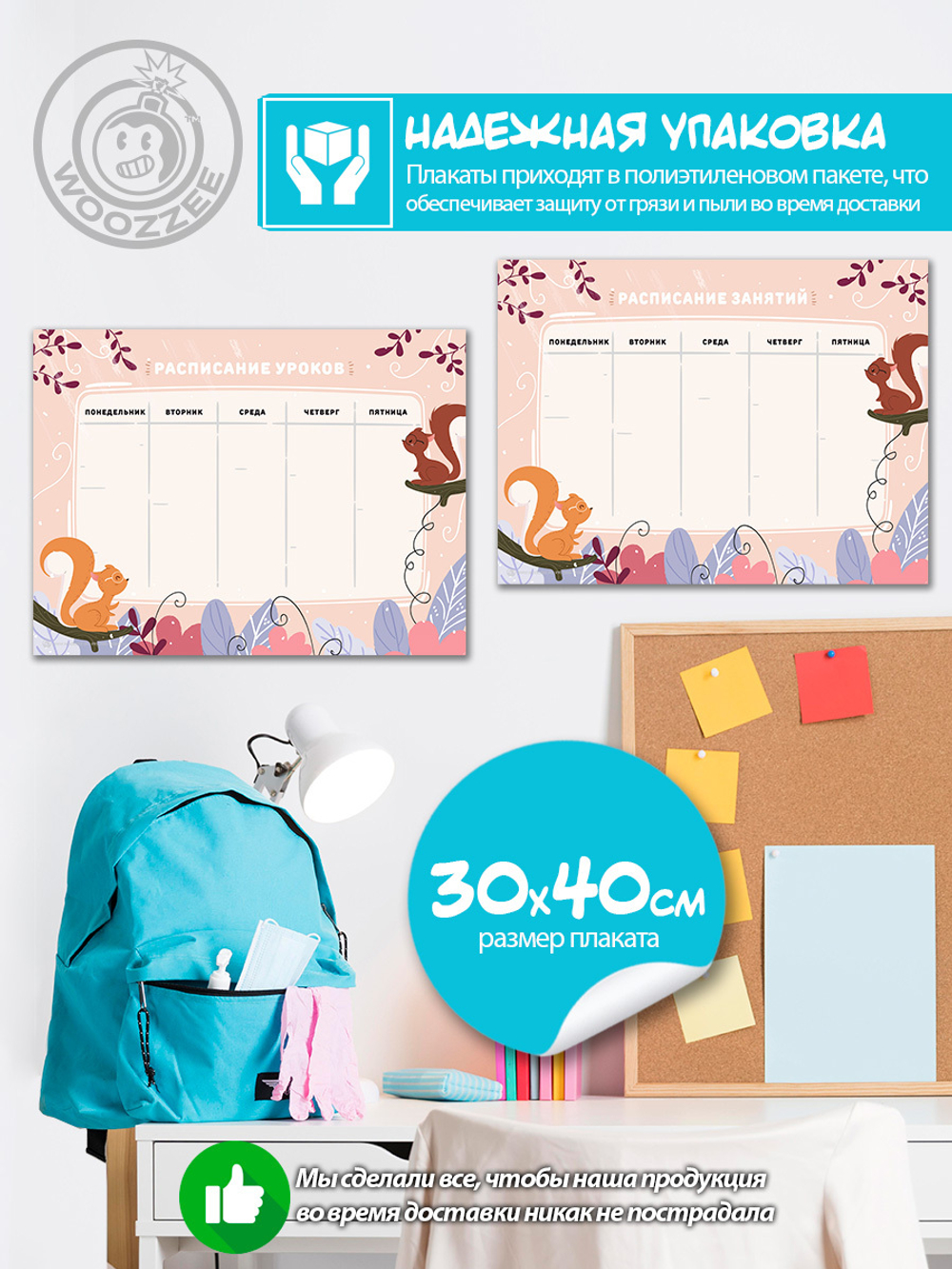 Набор расписание уроков + расписание занятий "Белочки"