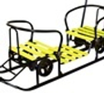 Санки "Погодки УНИВЕРСАЛ" с механизм. выдв. колес. шасси,черная рама, желтые (ПУСО0-1)