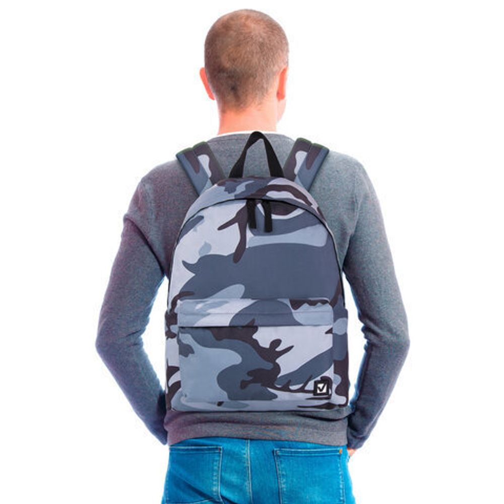 Рюкзак BRAUBERG, универсальный, сити-формат, Серый камуфляж, 20 литров, 41х32х14 см, 228857