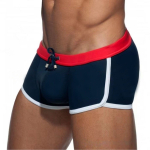 Темно-синие мужские плавки-хипсы с контрастной отделкой (Размер: M) (Цвет: темно-синий)