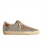 Кеды Golden Goose Super-Star in platinum glitter with dove-gray suede star