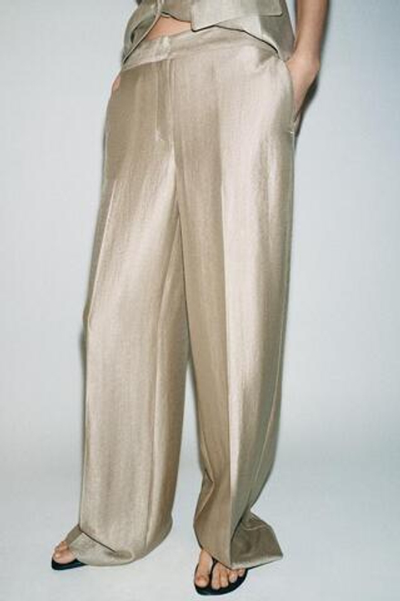 ZARA БРЮКИ ПРЯМОГО КРОЯ С ВЫСОКОЙ ПОСАДКОЙ, КАВА