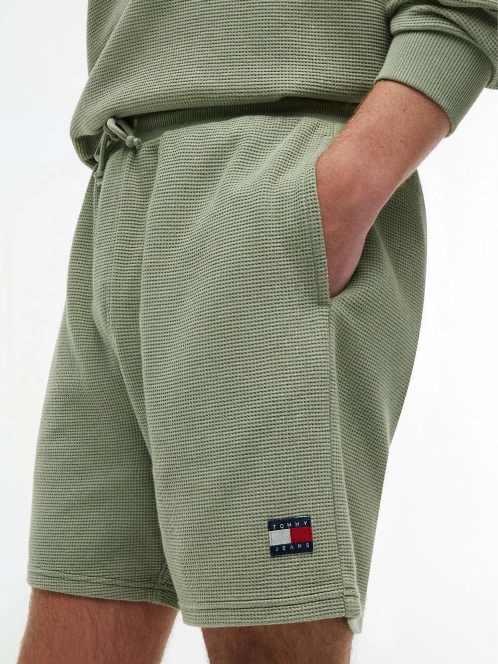 Шорты Tommy Jeans Waffled Beach Garment Dyed Spring Olive