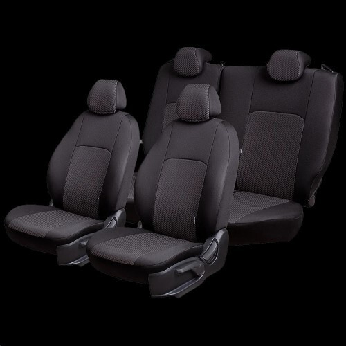 Чехлы на сиденье Renault Logan-2 Sandero-2, Logan Stepway-1 с 07.2018г 60/40 2П+3Г Дублин Жаккард черный (разд.зад.сп) (LORD AUTO)