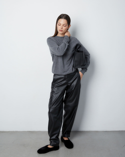 Балетки из натурального меха черный