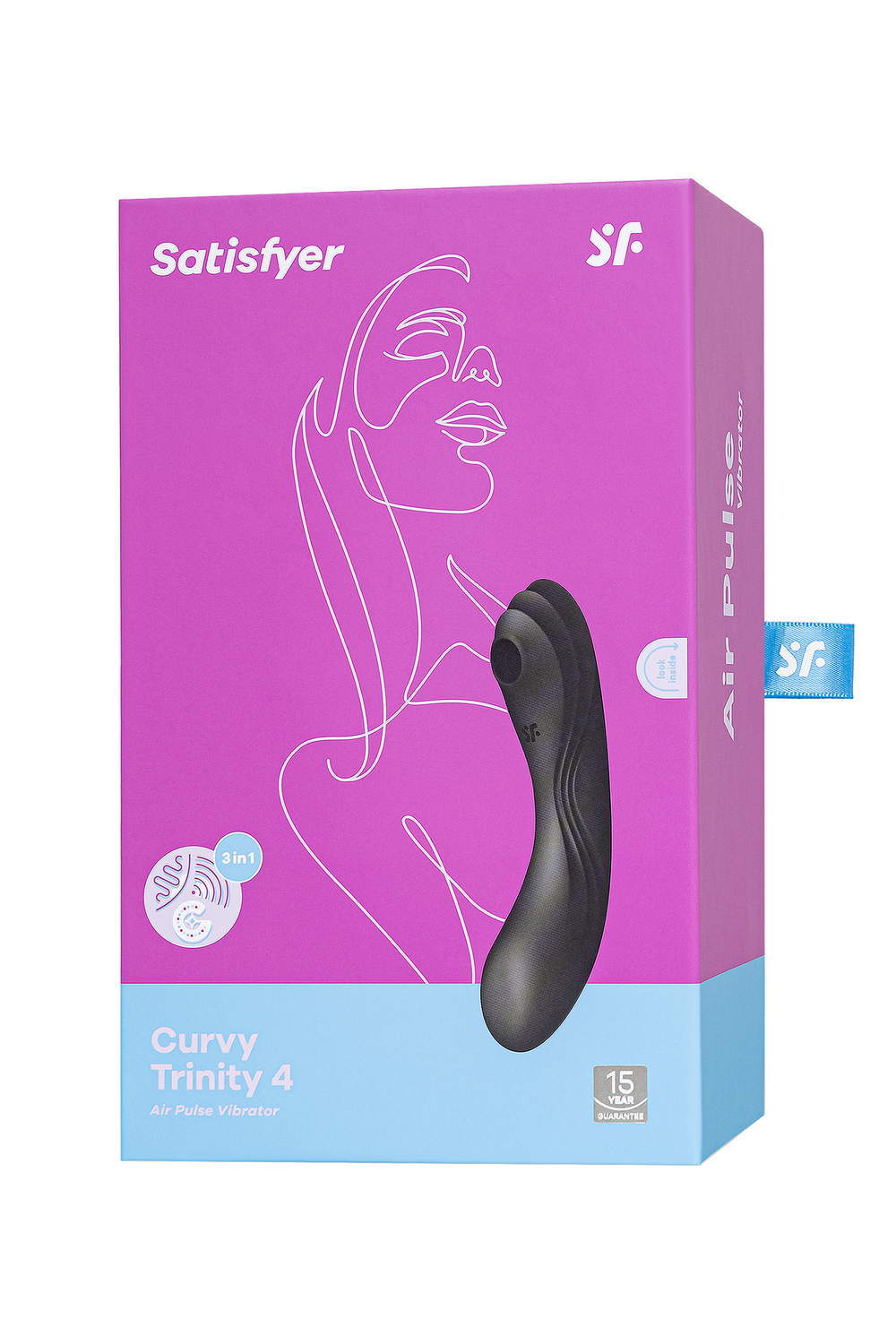 Вакуумный стимулятор клитора с вибрацией Satisfyer Curvy Trinity 4, чёрный, 17 см