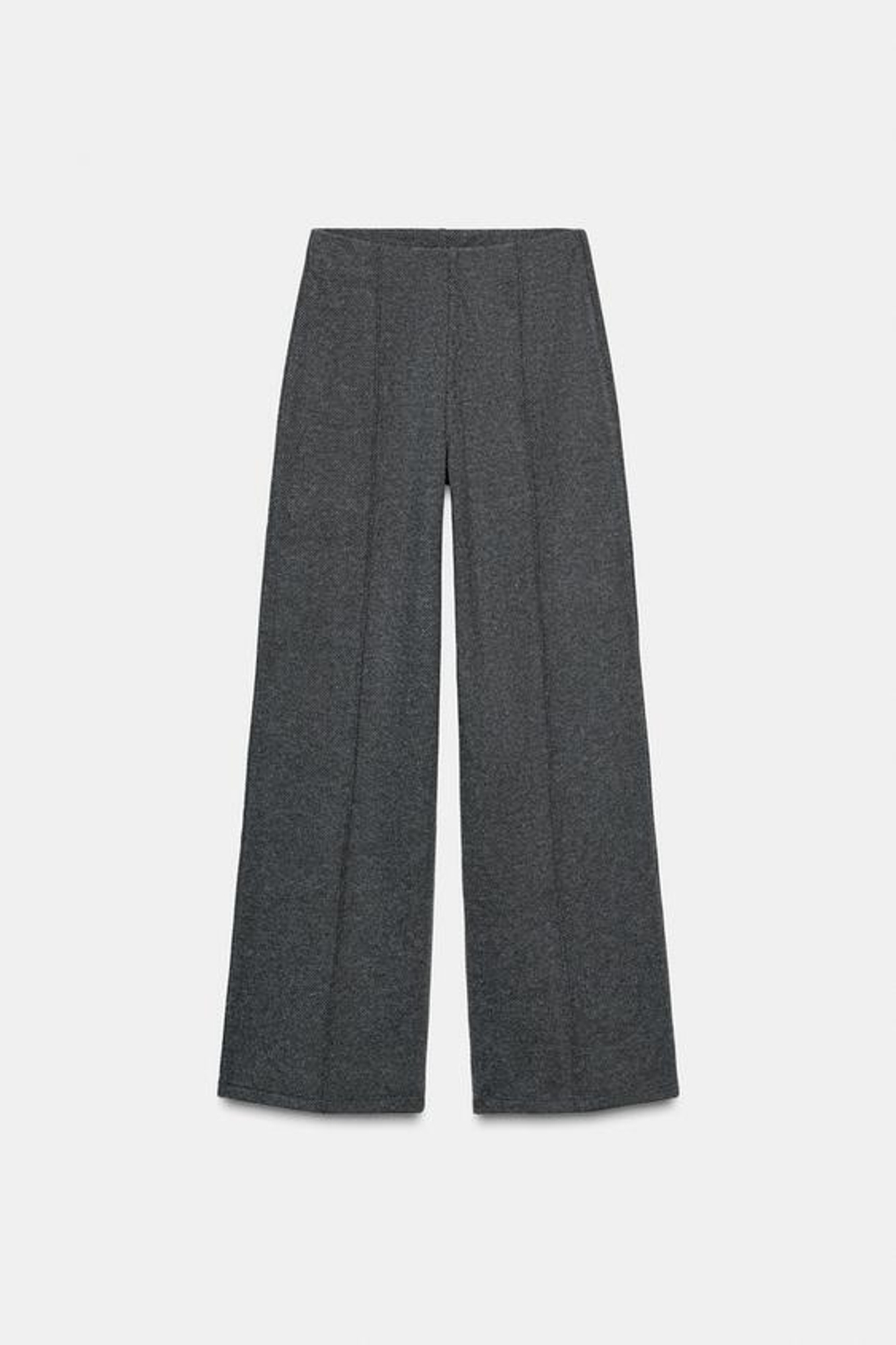 ZARA БРЮКИ ИЗ МЯГКОЙ ТКАНИ С ДЕКОРАТИВНЫМИ ШВАМИ, СЕРЫЙ МЕЛАНЖ