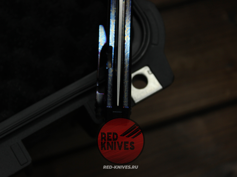 Нож CHAVES KNIVES 229 REDENCION KICKSTOP FLIPPER "Огненный" Титан