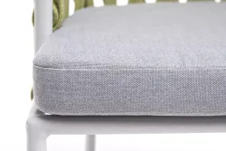 "Диего" стул плетеный из роупа, каркас из стали светло-серый (RAL7035) шагрень, роуп салатовый меланж круглый, ткань светло-серая