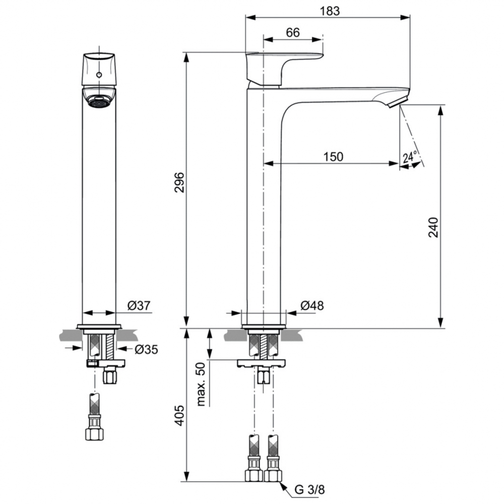 Смеситель для раковины Ideal Standard CONNECT AIR Vessel A7027GN