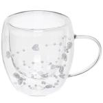 Кружка стеклянная с двойными стенками 250мл «Хай-Тек» белые сердечки