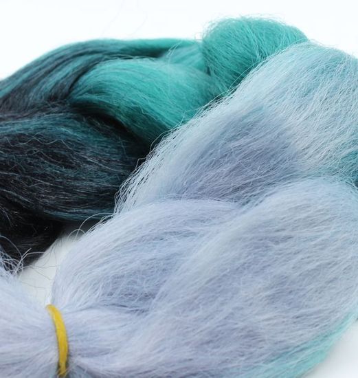 Канекалон 3-цветный 100гр 130см C18 черно изумрудно пепельный