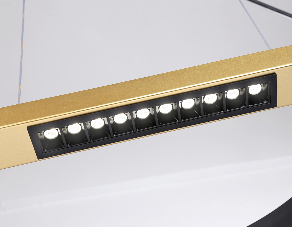 Подвесной светодиодный светильник с пультом управления FL51489 BK/GD черный/золото 62W 3000K-6400K D600*1000 (ПДУ ИК)