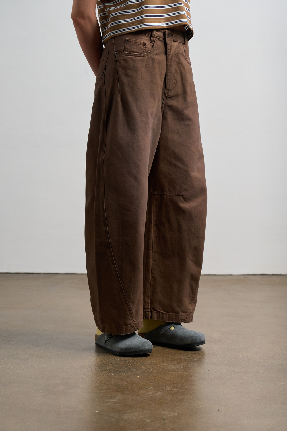 Брюки Nothomme Monterest Retro Washed Curved Blade Wide-Leg Pants "Dark Brown" Women's