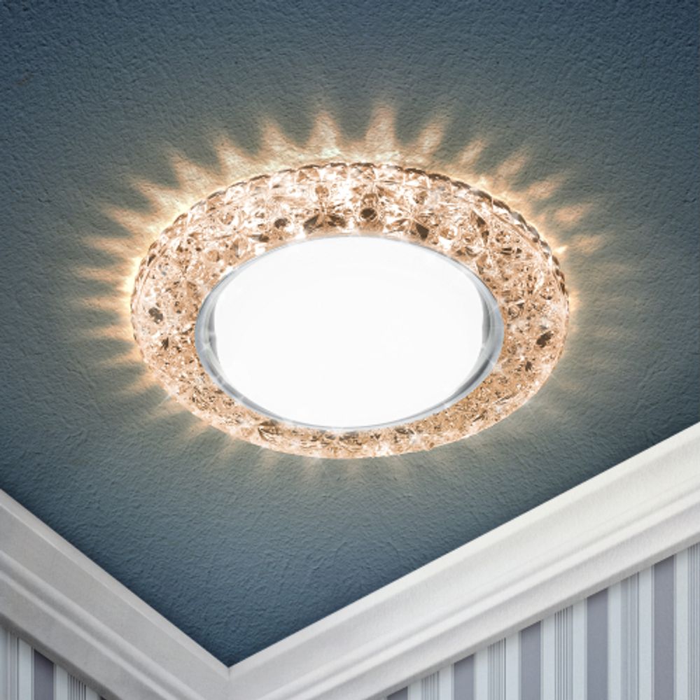 DK LD25 CHP/WH Светильник ЭРА декор cо светодиодной подсветкой Gx53, шампань | Встраиваемые LED светильники