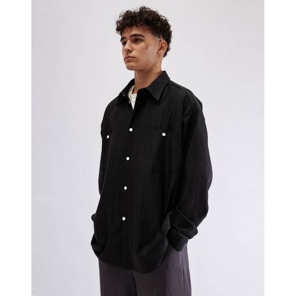 Рубашка из хлопка плотная черная - фото 2