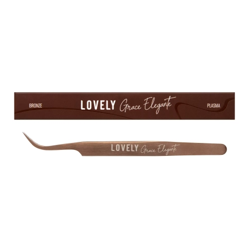 Пинцет для наращивания ресниц Lovely NanoFiber, серия Grace Elegante Bronze, тип Изогнутый