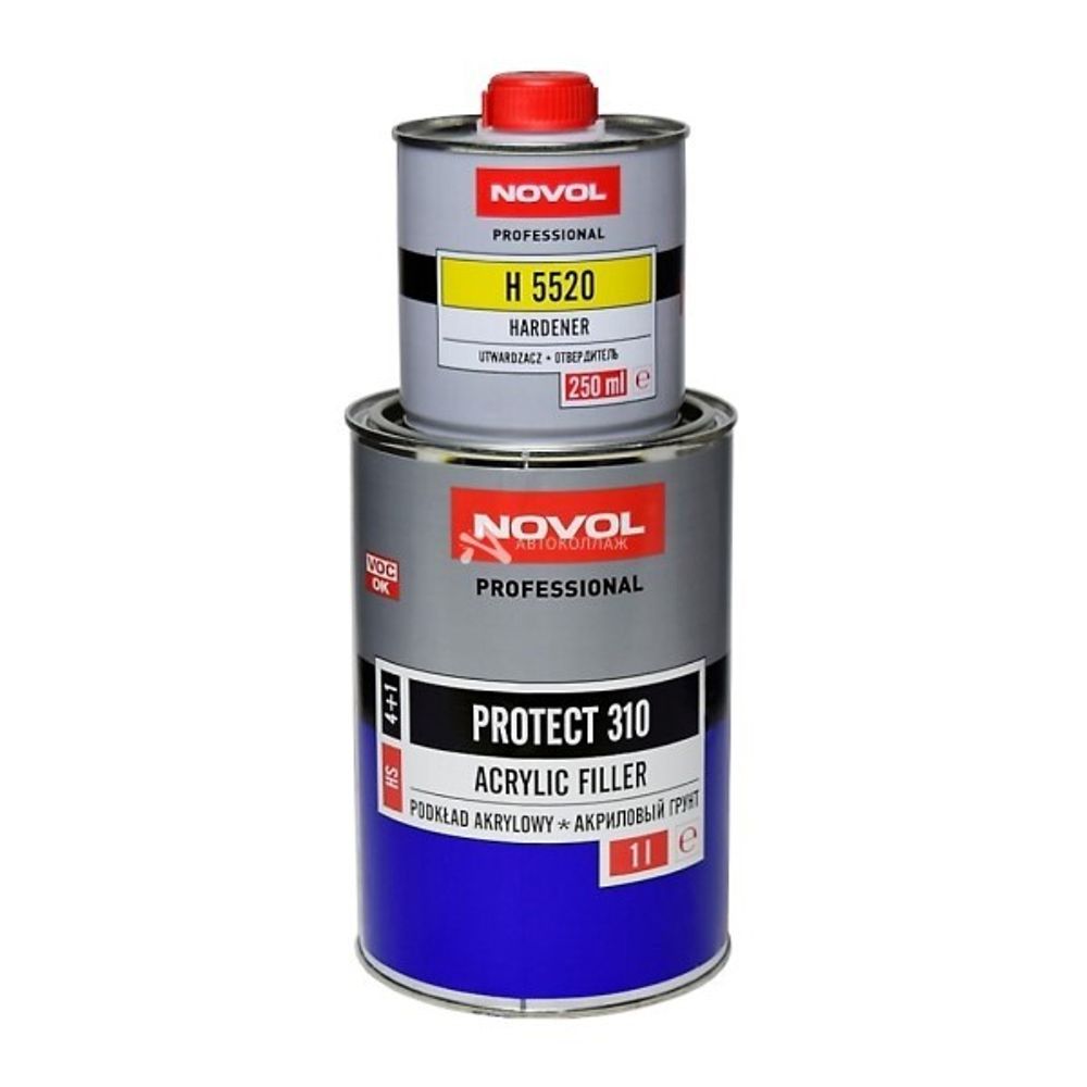 Грунтовка Акрил. 4+1 HS наполнитель Серая  Protekt 310  (1 л.+0,25 л. отверд.) (NOVOL)
