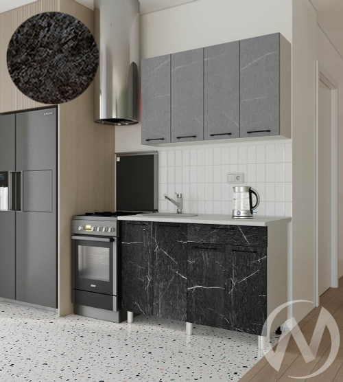 Кухня Мэйбл 1.2м (корпус белый/мрамор лайт; мрамор дарк) 26мм кастилло темный