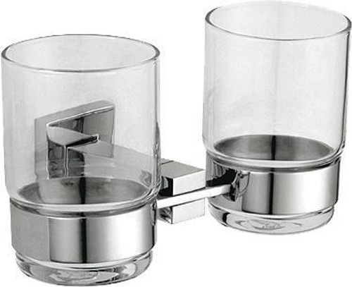 Стаканчик для зубных щёток двойной стекло/нерж. сталь BARCELONA 16914.B глянцевый
