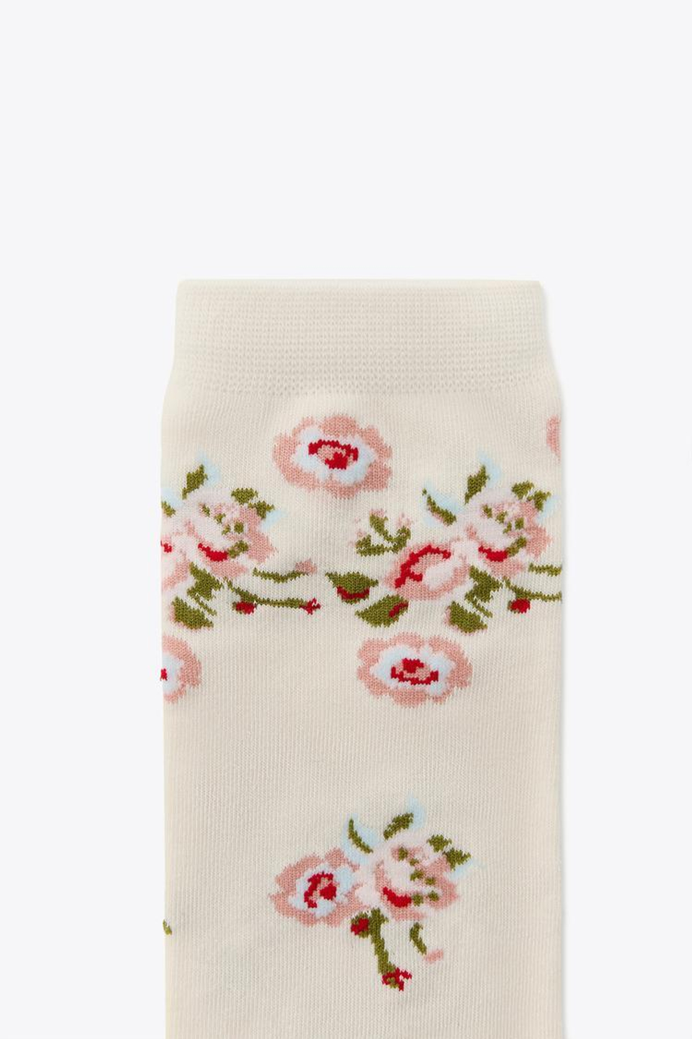 ZARA НОСКИ С ЦВЕТОЧНЫМ ПРИНТОМ, ЭКРЮ