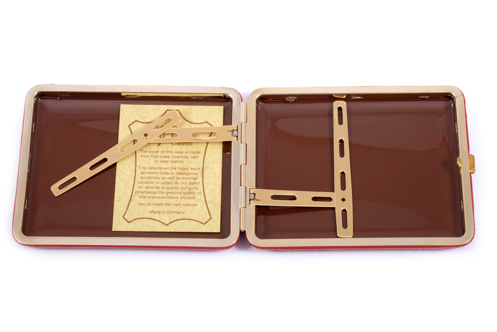 Портсигар Stoll на 18 сигарет, натуральная кожа, Красный олень