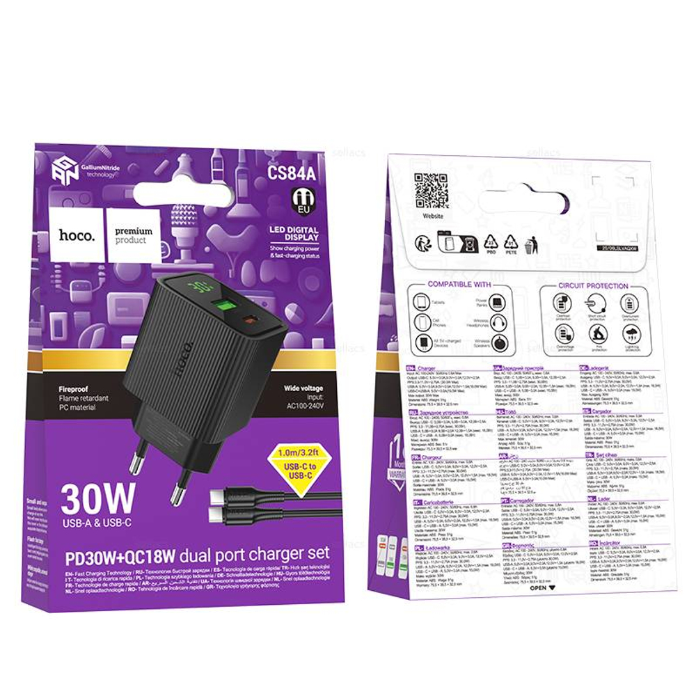 Зарядное устройство для Type-C PD30W+QC3.0 Hoco CS84A (black)