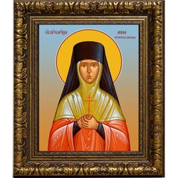 Анна Красносельская (Макандина), преподобномученица, послушница. Икона на холсте. В раме 17 х 21 см.