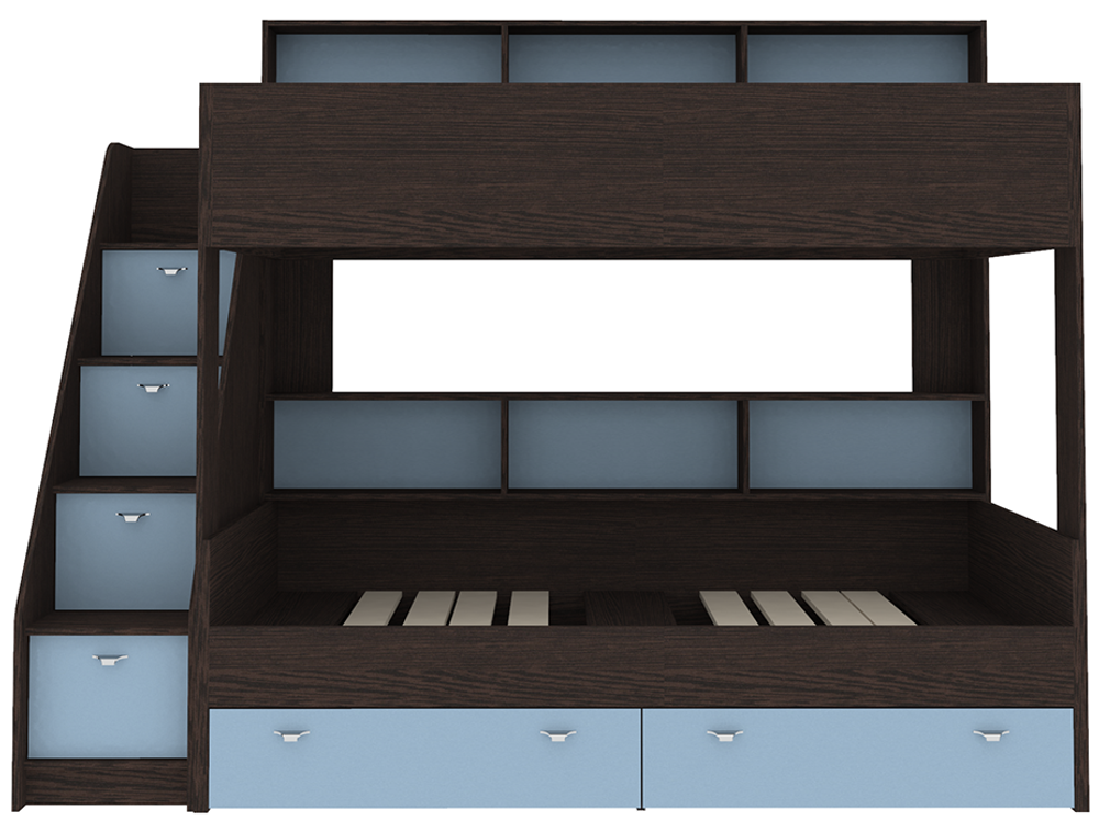 Двухъярусная кровать КарИВи Голден Кидс 10 Венге Светло-синий, голубой