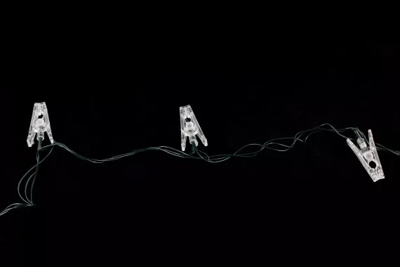 Светодиодная нить Прищепка 8 м., 40 разноцветных LED ламп, зеленый провод, Winner (m.01.5G.40+(10))