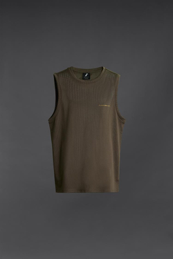 ZARA ФУТБОЛКА БЕЗ РУКАВОВ В СЕТОЧКУ, КОРИЧНЕВЫЙ