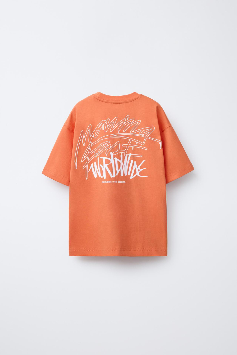 ZARA ФУТБОЛКА С ПРИНТОМ «ГРАФФИТИ», ОРАНЖЕВЫЙ