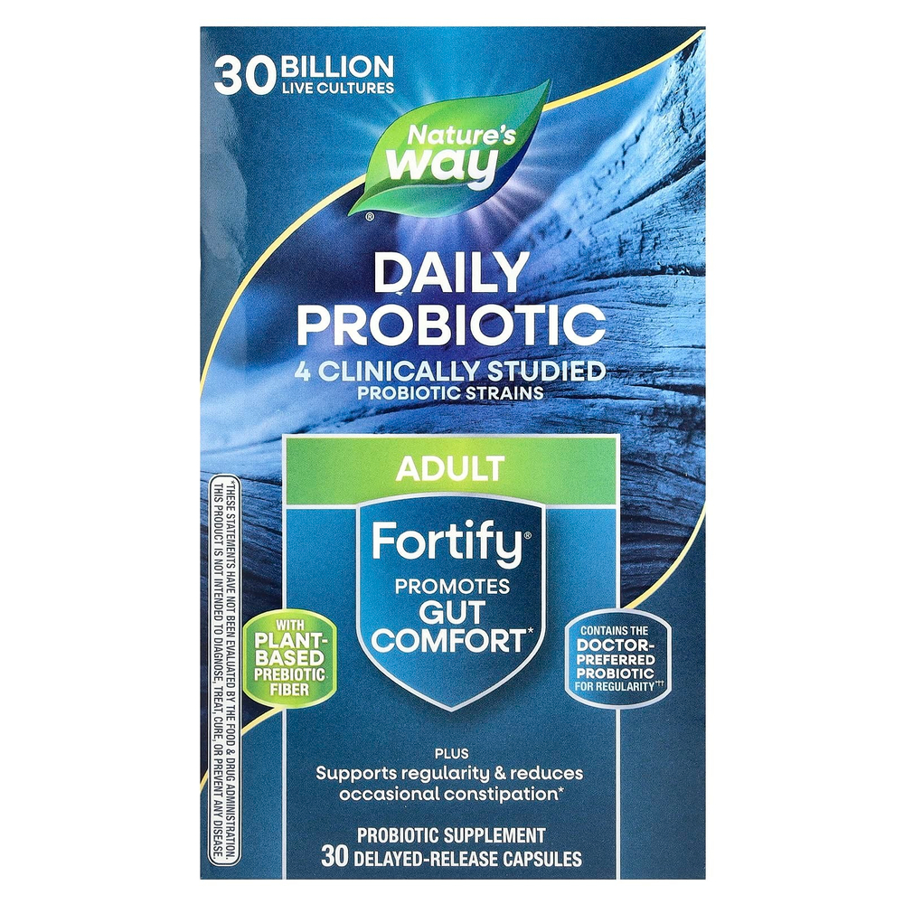 Nature's Way, Fortify, ежедневный пробиотик, для взрослых, 30 млрд КОЕ, 30 капсул с отсроченным высвобождением