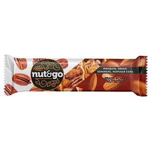 Батончик KDV NUT N GO миндаль, пекан, морская соль, мягкая карамель 36 гр. 18 кор