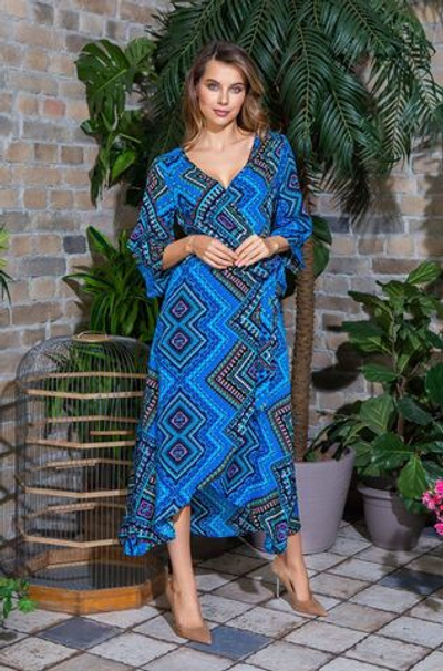 Платье Jana из принтованной вискозы (Размер: L) (Цвет: голубой)