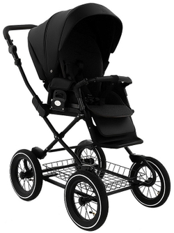 Детская коляска Roan Bass Next Classic Кожа d12 3 в 1 с автокреслом Elo Lux EduSky Black RCL300/1 Black