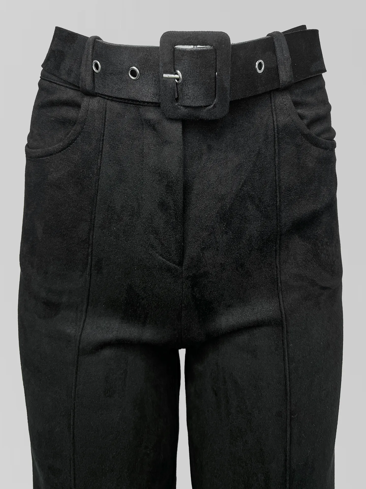 Брюки Fire Studio 047-1 клеш однотонные замшевые со стрелками и ремнем в комплекте