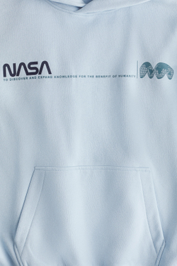 H&M Толстовка с капюшоном и принтом, светло-голубой