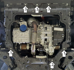 Усиленная защита картера двигателя и КПП (2 мм, сталь) для Dongfeng 580 2018-2023 Motodor.78601