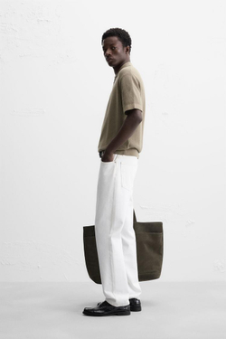 ZARA ПОЛО ПЛАТОЧНОЙ ВЯЗКИ С МОЛНИЕЙ, СВЕТЛЫЙ ХАКИ