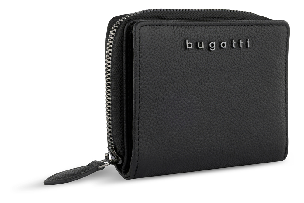 Фото кошелёк женский BUGATTI Bella с RFID защитой чёрный воловья кожа/полиэстер с гарантией