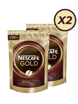 Кофе растворимый Nescafe Gold, 190 г пакет (Нескафе) х 2 шт