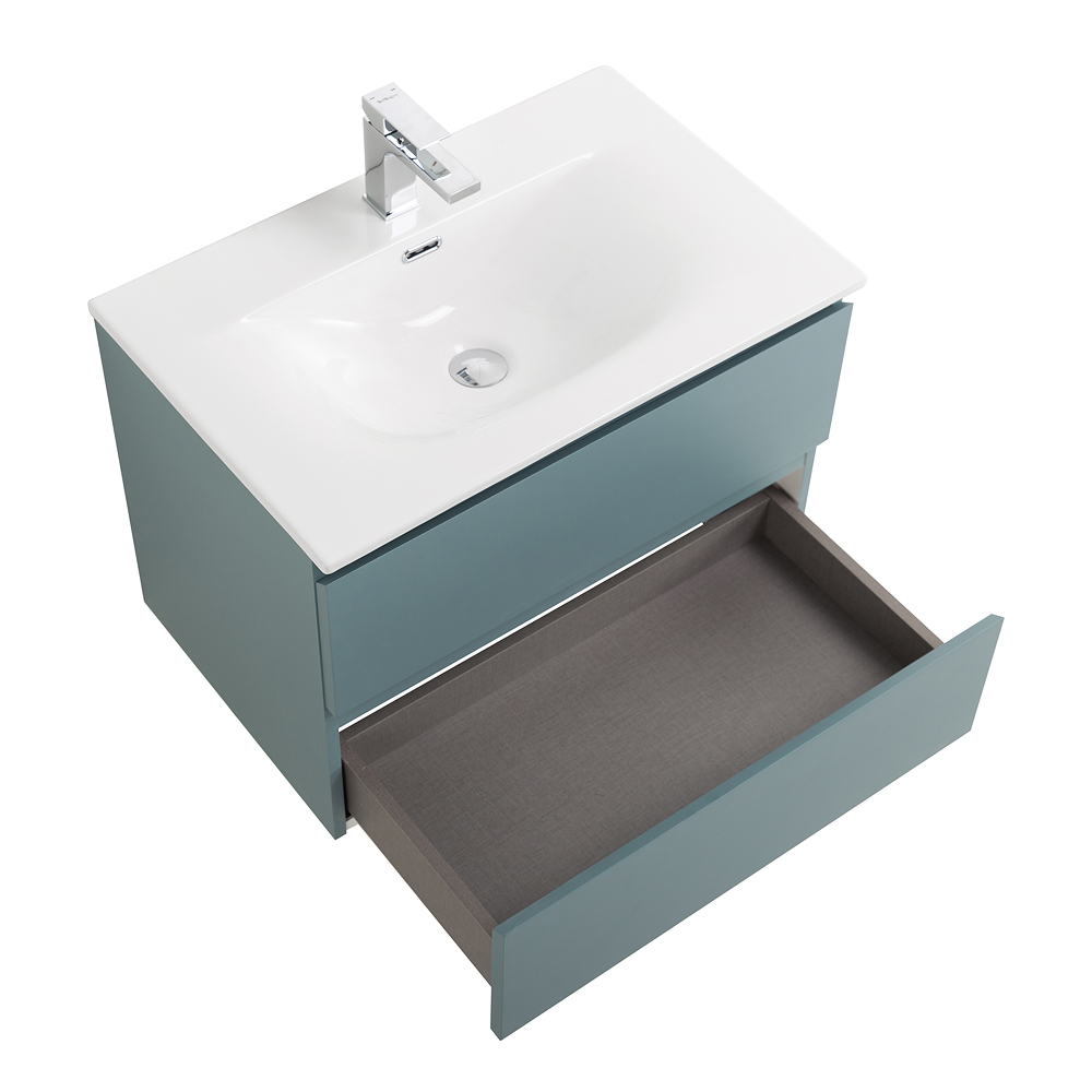 Тумба с раковиной подвесная BelBagno KRAFT-600-2C-SO-AO Голубой матовый, раковина белая BB-8099-60