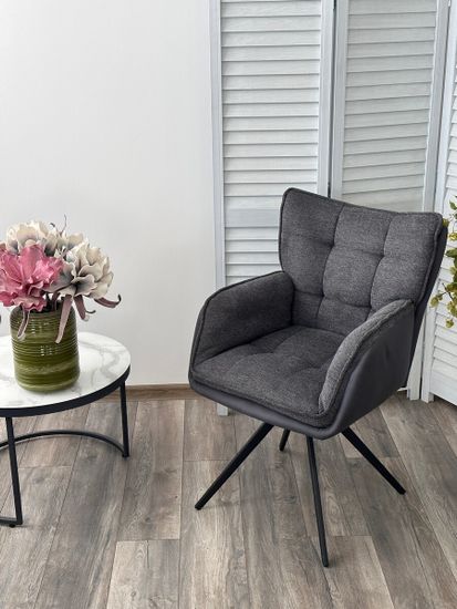 Стул ORTEGA 180 град.поворот. Brego-16 Темно-серый, ткань/ Maison 95 Темно-серый, PU/Черный