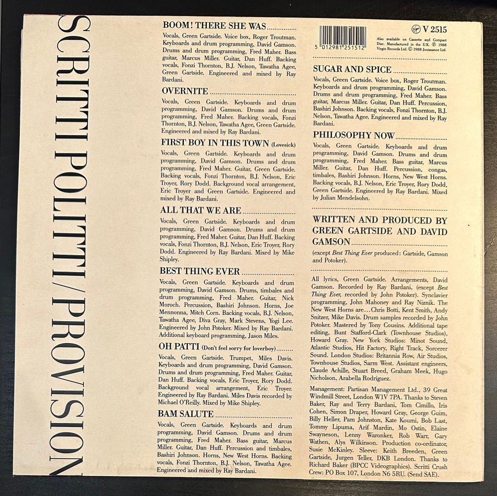 Scritti Politti - Provision (Англия 1988г.)