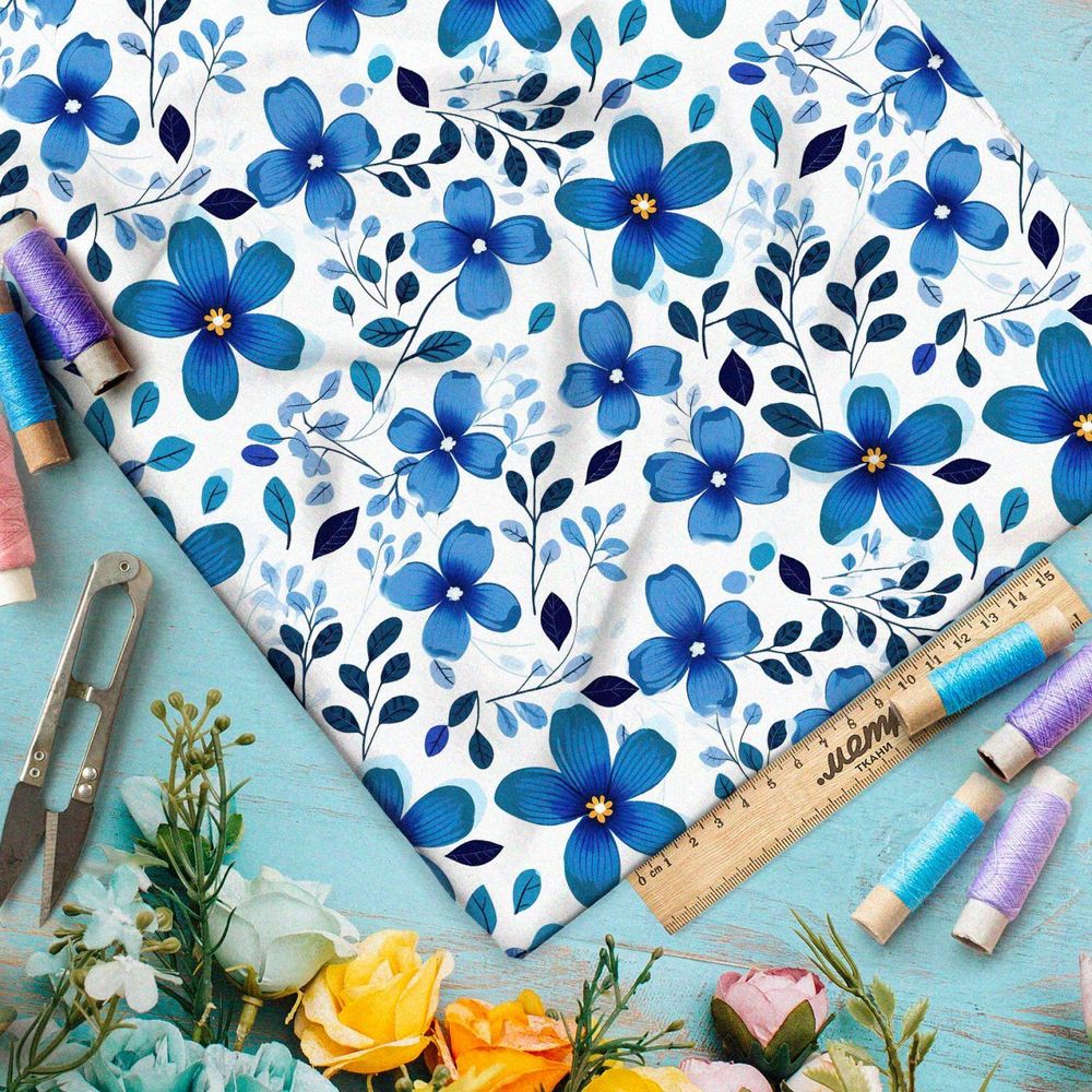 Ткань премиум шелк искусственный Армани шепот весенних цветов