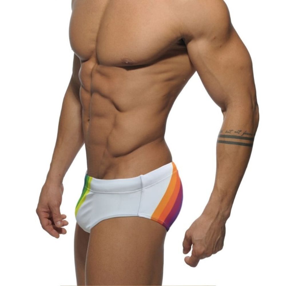 Мужские плавки белые с разноцветными полосками Romeo Rossi 6613-1
