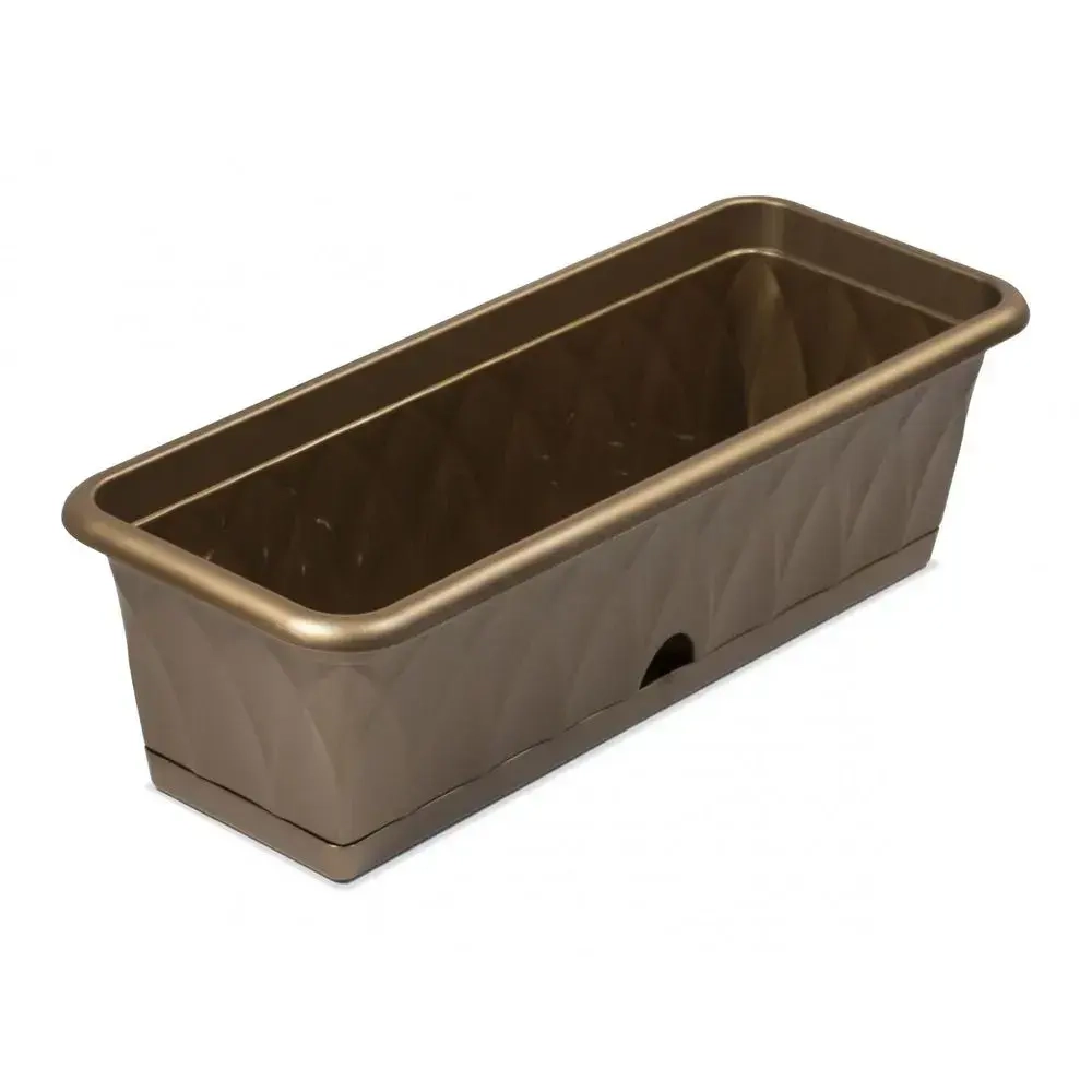 Ящик для растений Сиена 58см с поддоном золотой С173-03-ЗОЛ (комплект 5 шт)