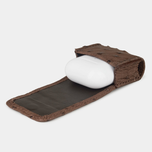 Чехол для наушников Petit из кожи страуса, коричневого цвета