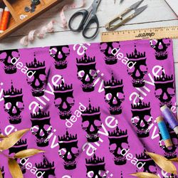 Ткань барби ядовитые черепа на розовом фоне